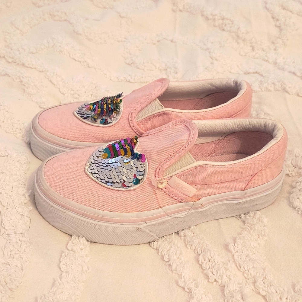 New Vans flip sequin heart girls sneakers
